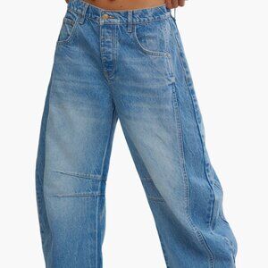 FREE PEOPLE: We the Free Good Luck Mid Rise Barrel Leg Jeans